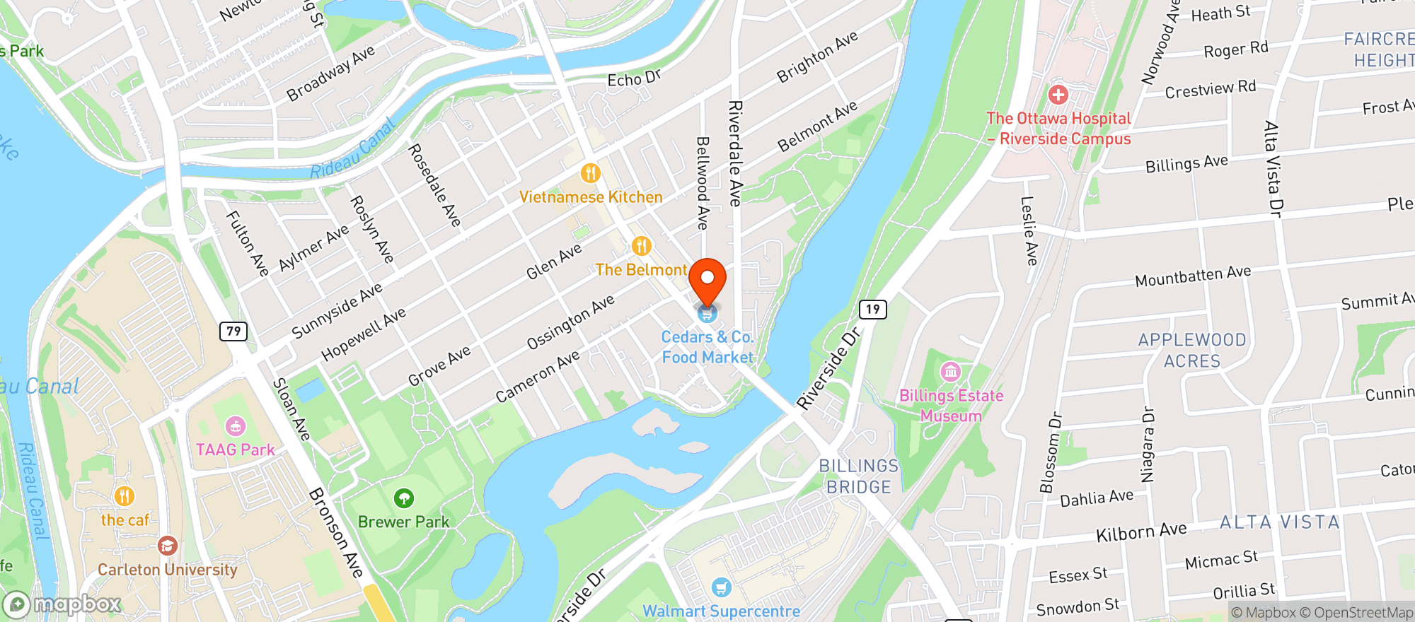 Map showing Cedars & Co Food Market