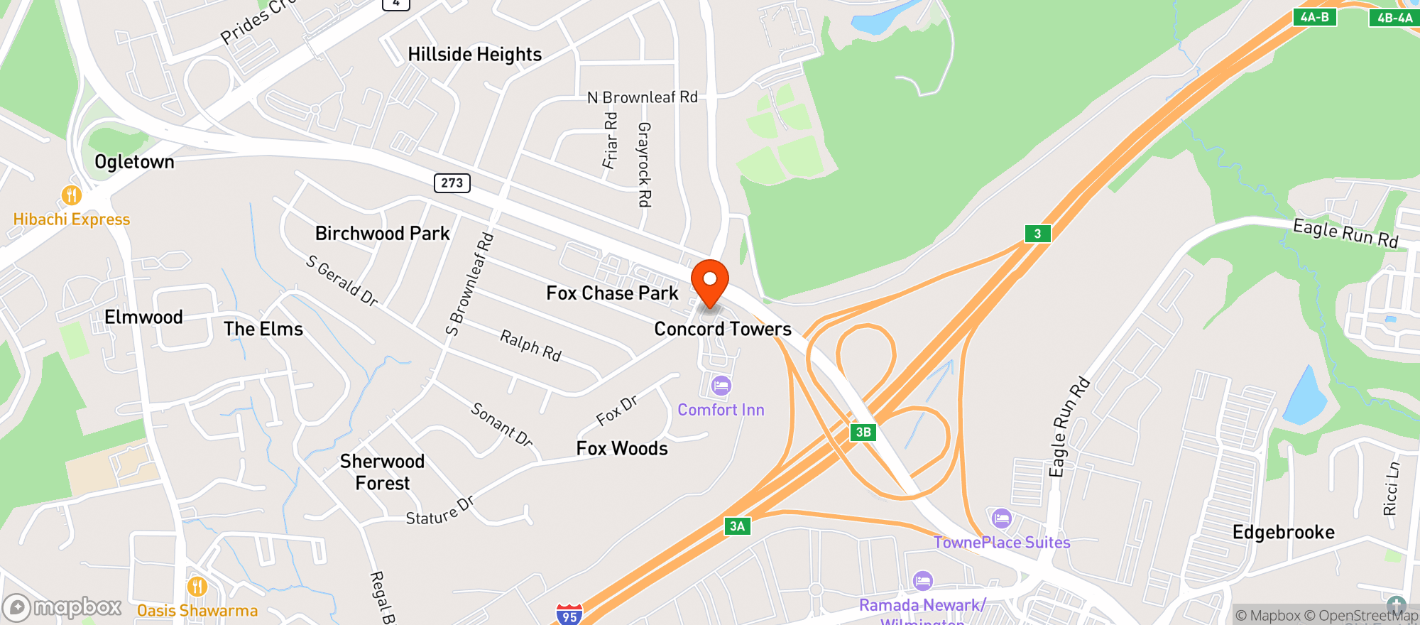 Map showing Two Stones Pub