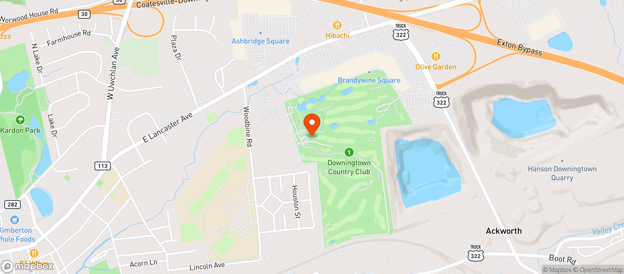 Map showing Downingtown Country Club