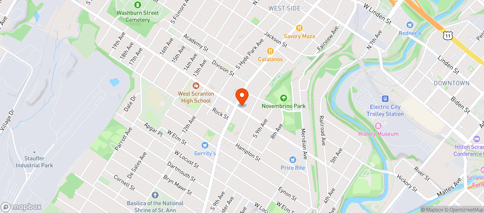 Map showing West Side Food & Beer