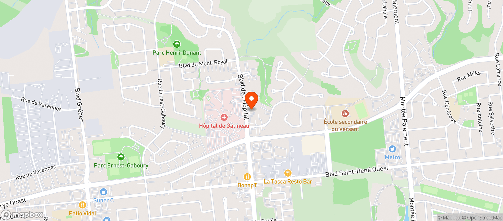 Map showing Uniprix Pharmacie A Hassan & M