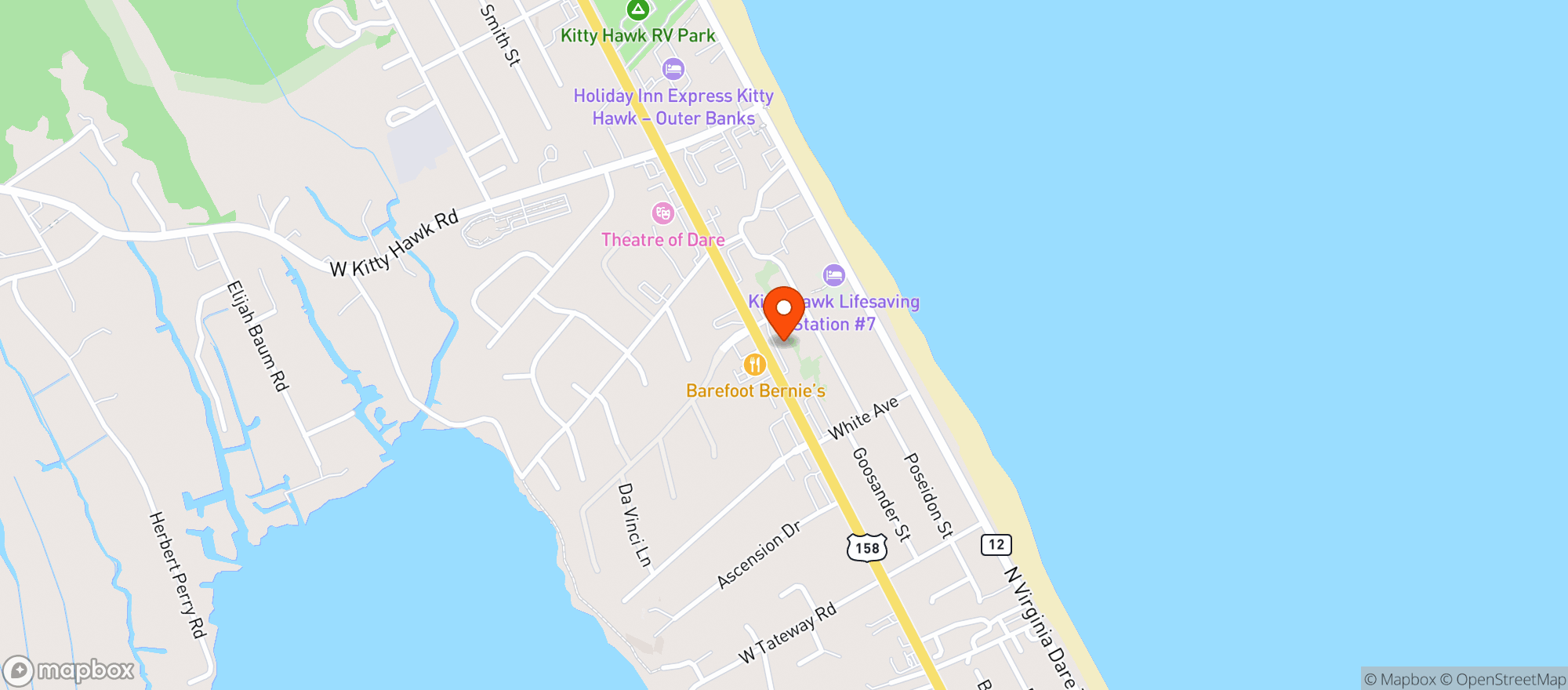 Map showing Growlers To Go Craft Beer - Kitty Hawk
