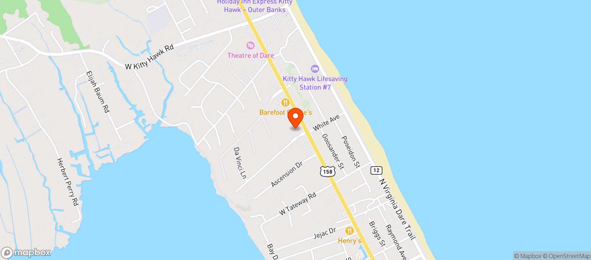 Map showing Turfs Up Obx