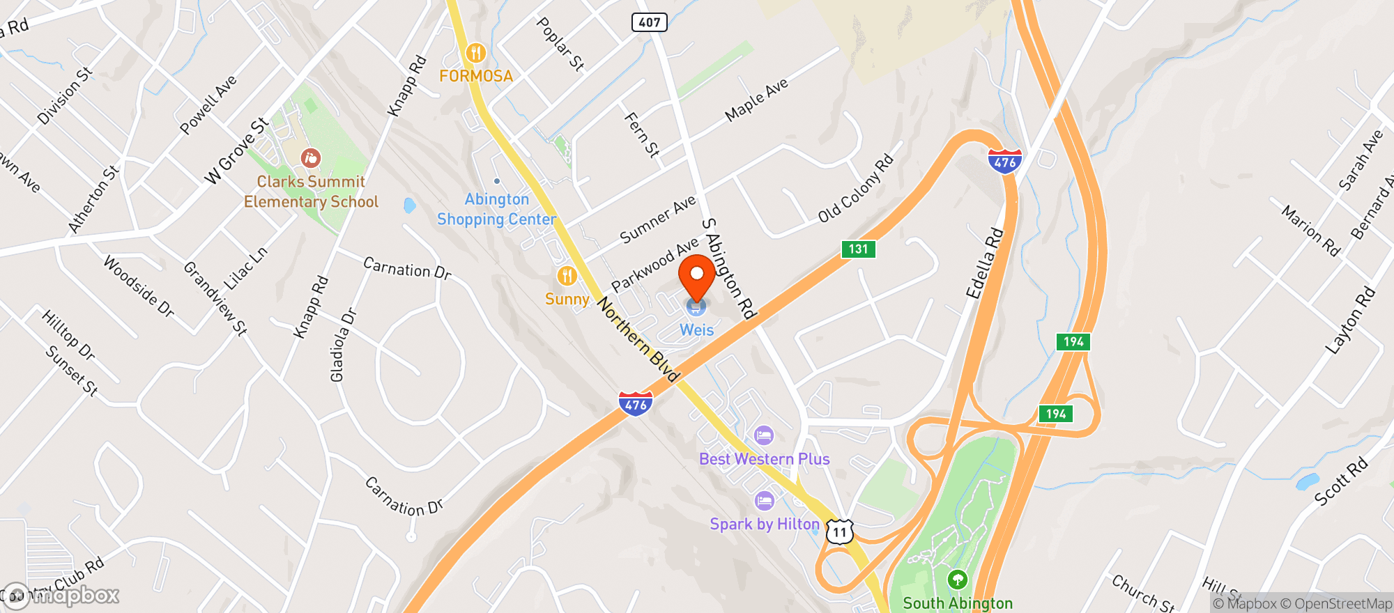 Map showing Weis Markets
