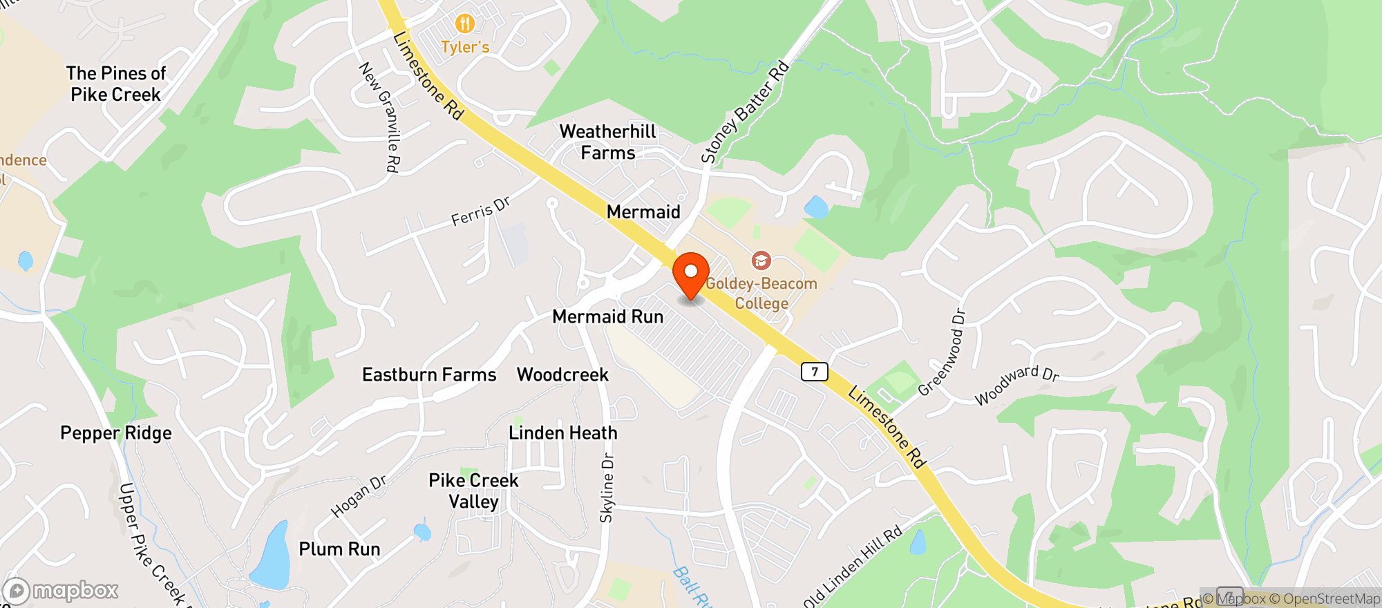 Map showing Pike Creek Wine & Spirits