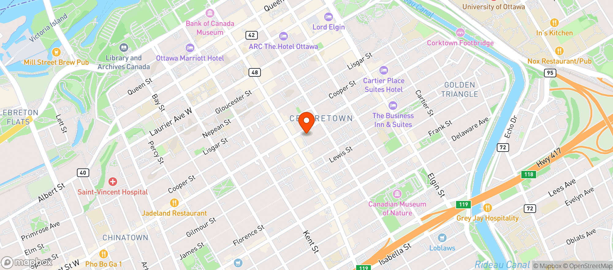 Map showing Arlo Wine & Restaurant