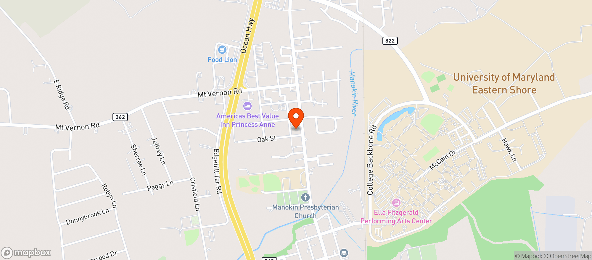 Map showing Thirsty's