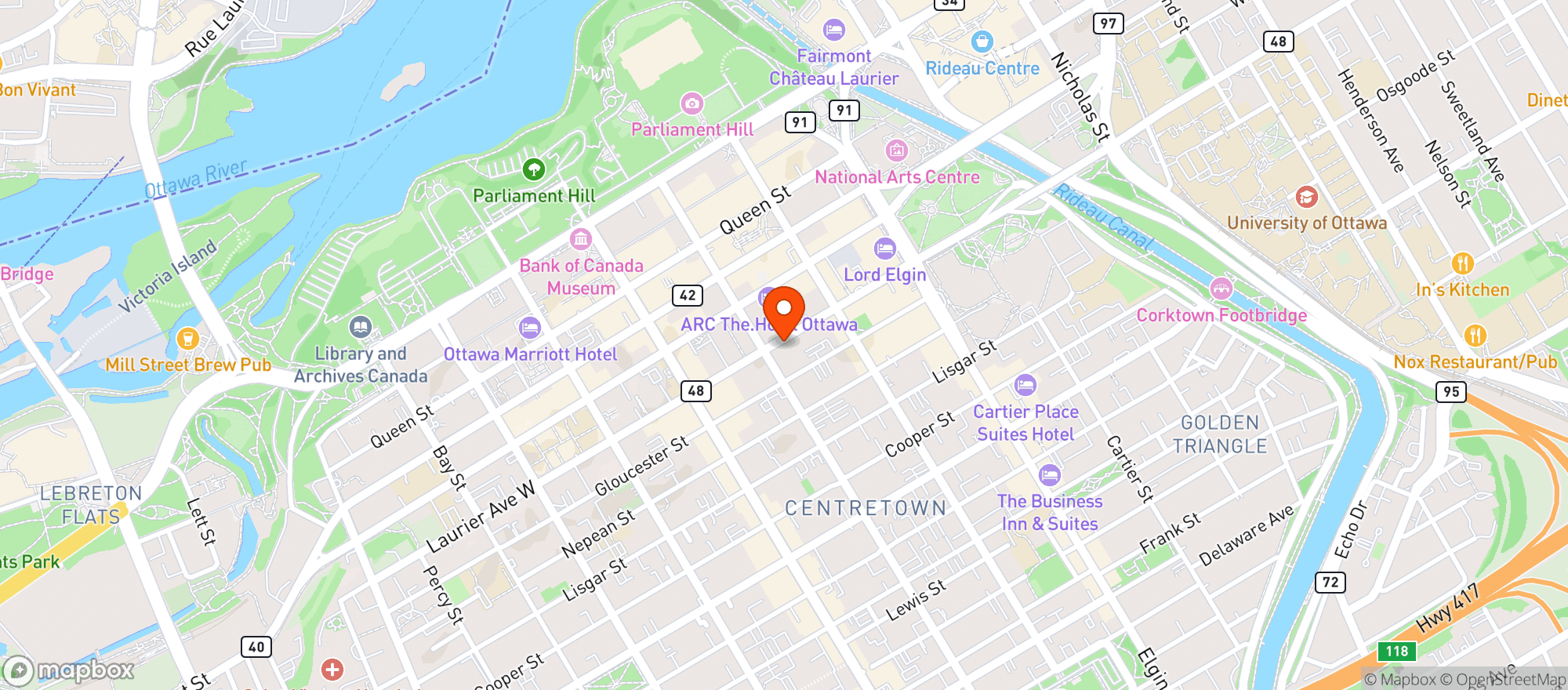 Map showing Shopify Ottawa