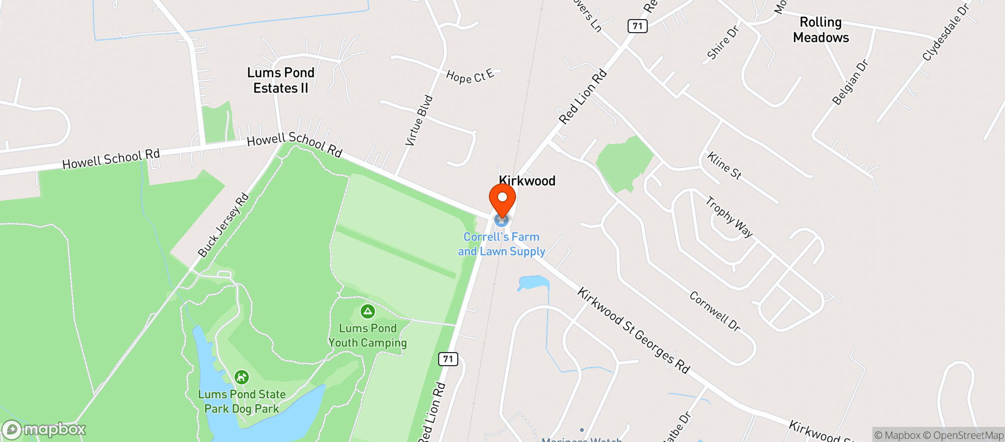 Map showing Kirkwood Liquors