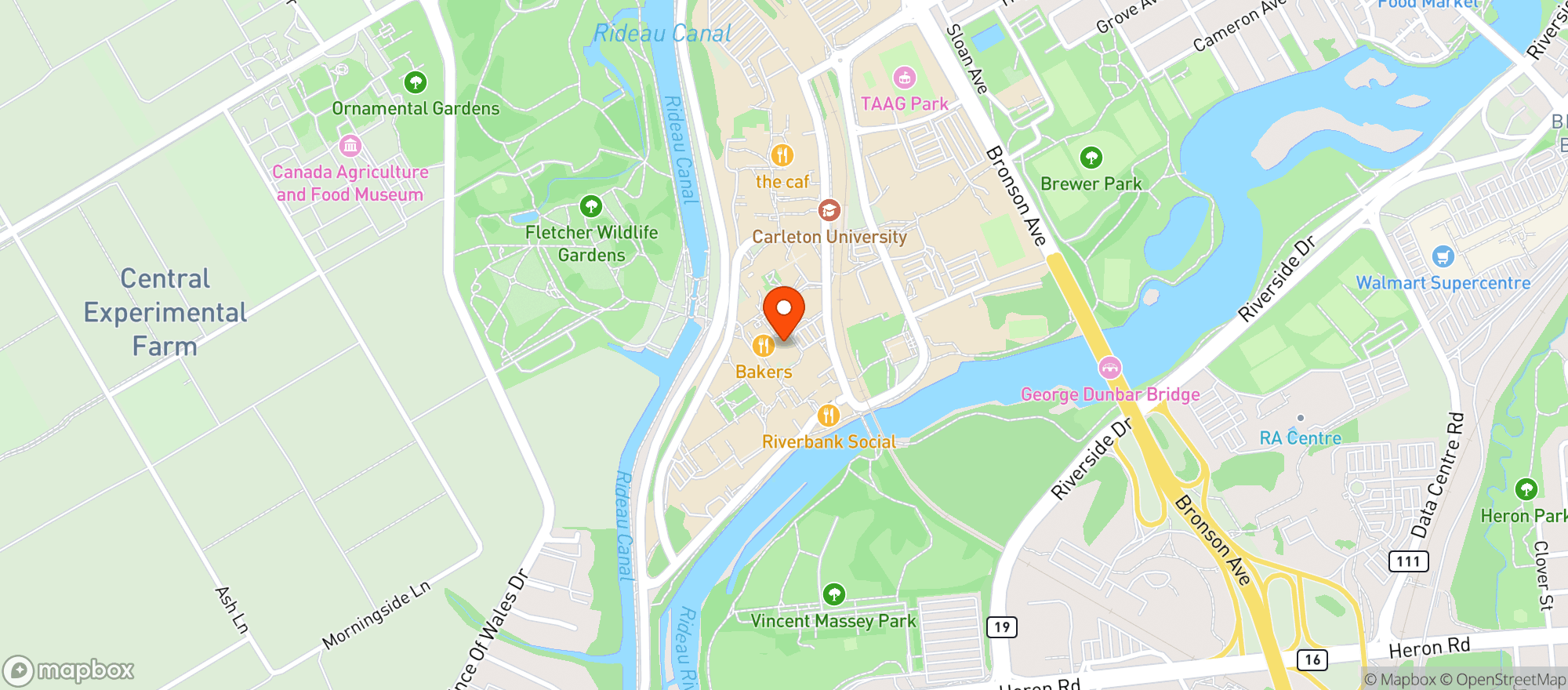 Map showing Ollie's Pub & Patio