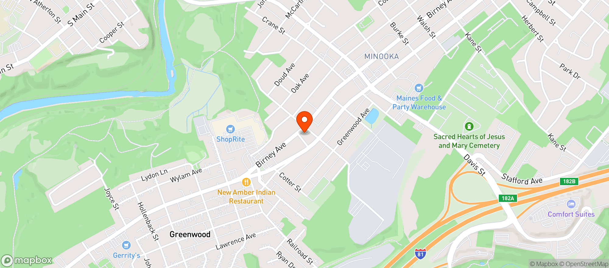 Map showing Shaffers Pub & Eatery