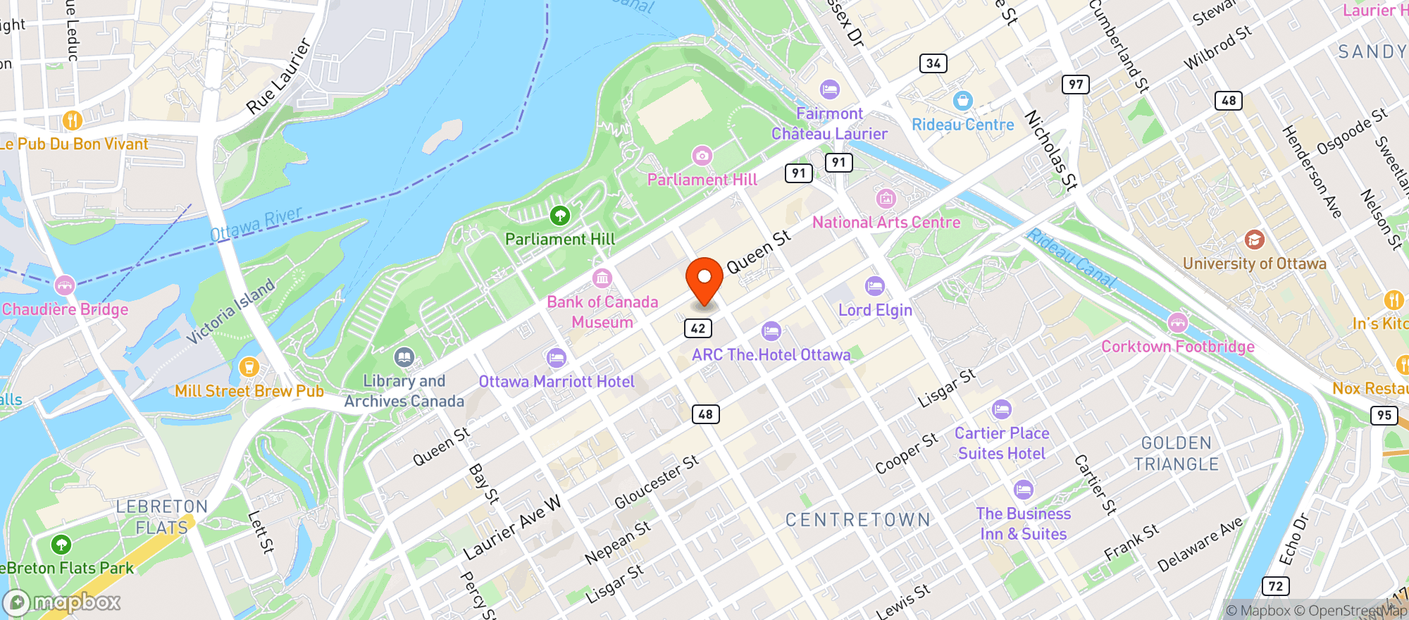 Map showing Olly Fresco's 50 O'Connor Street