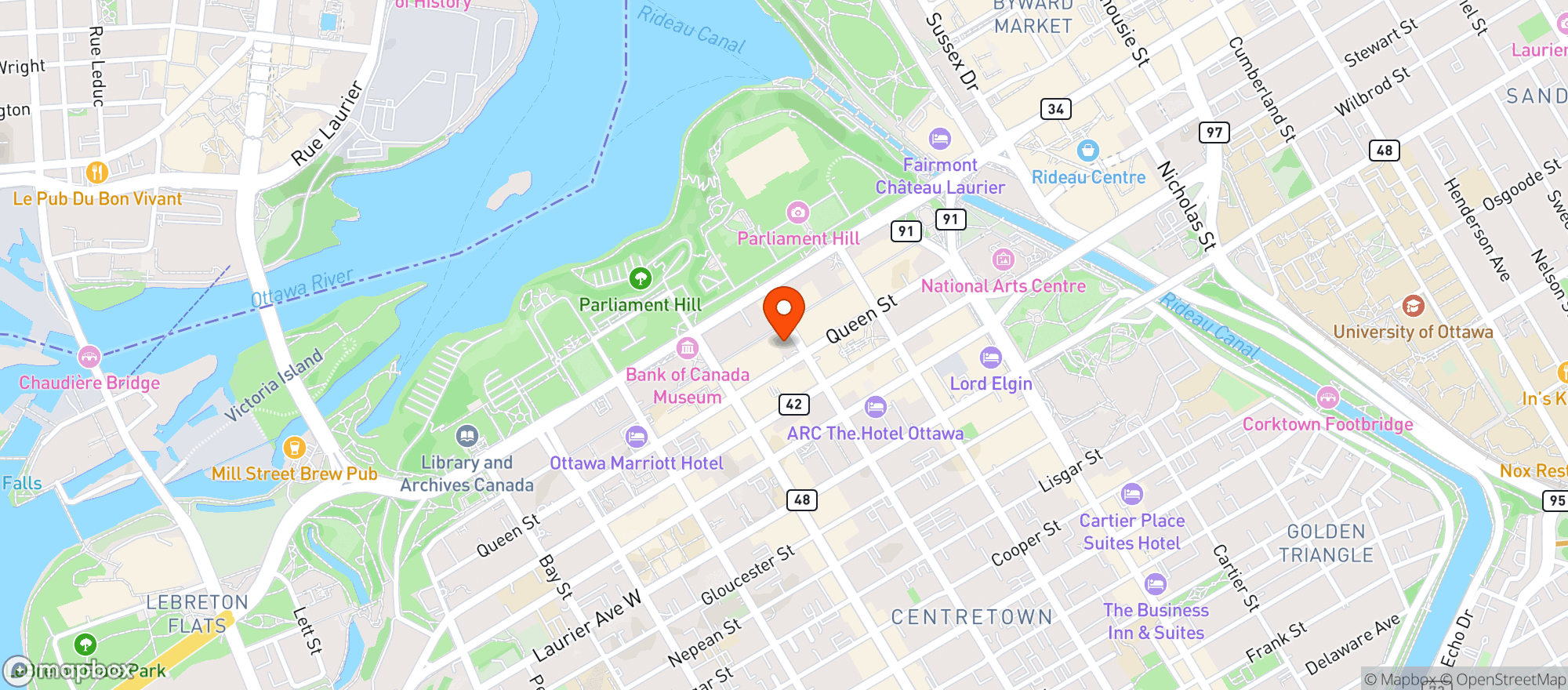 Map showing BIER MARKT - OTTAWA