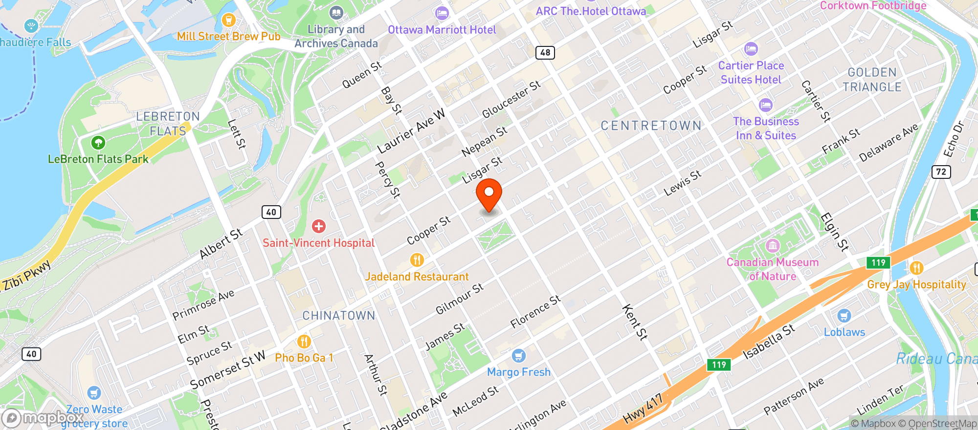 Map showing The Beer Store