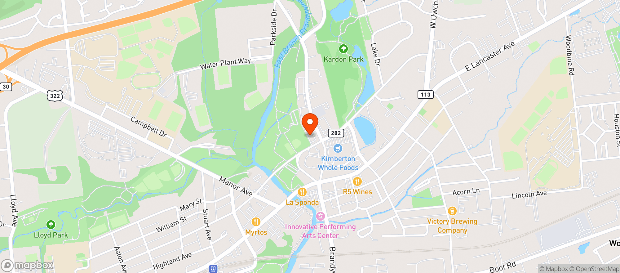 Map showing Liones Pizzaria