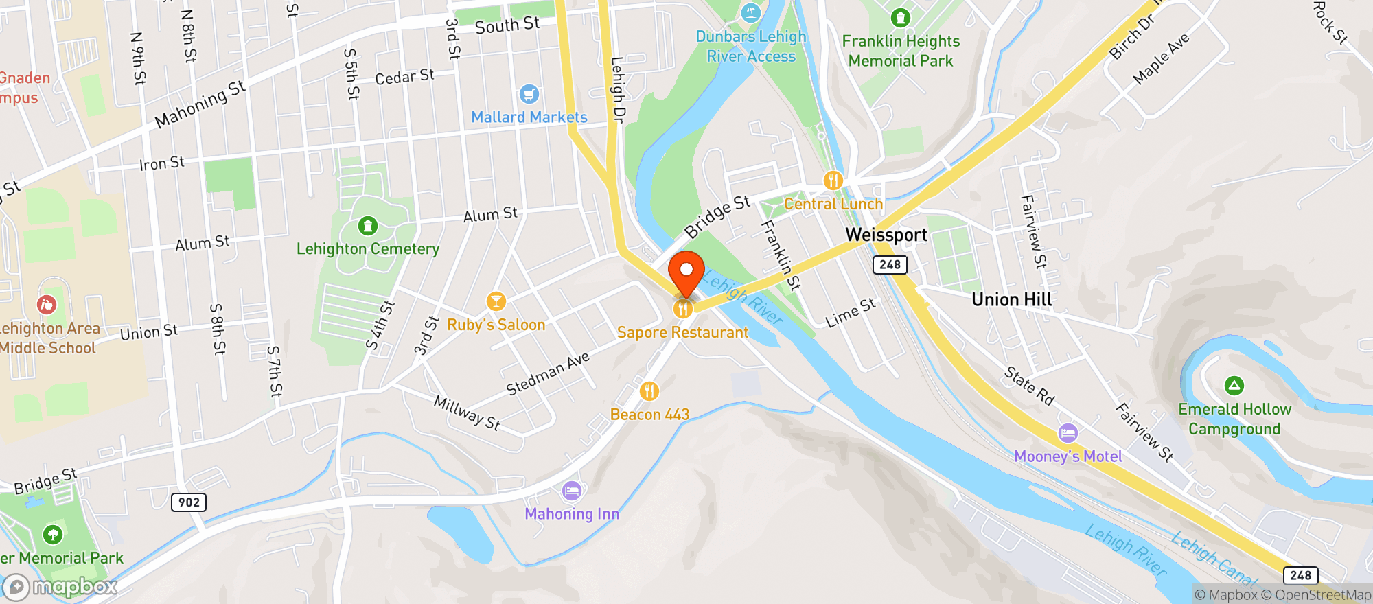 Map showing Sapore Restaurant