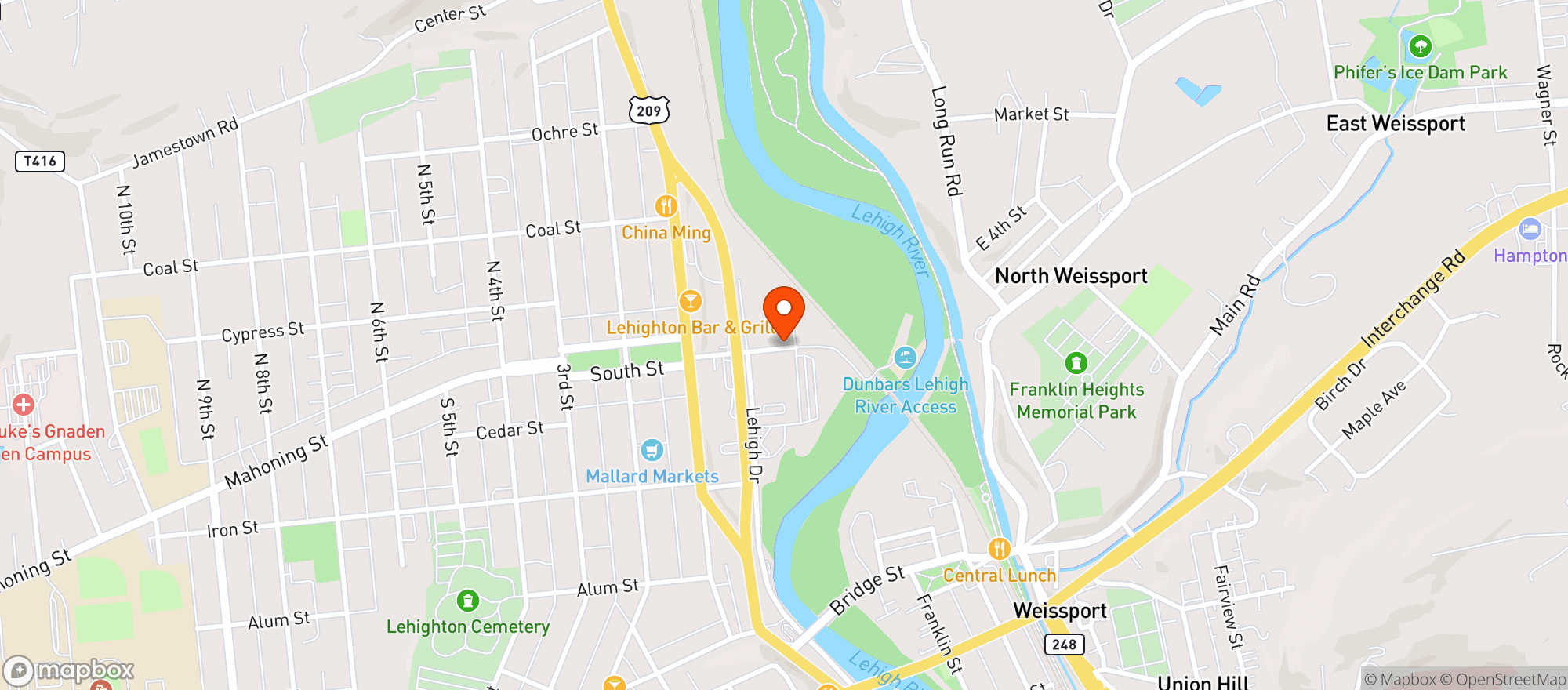Map showing Dunbar