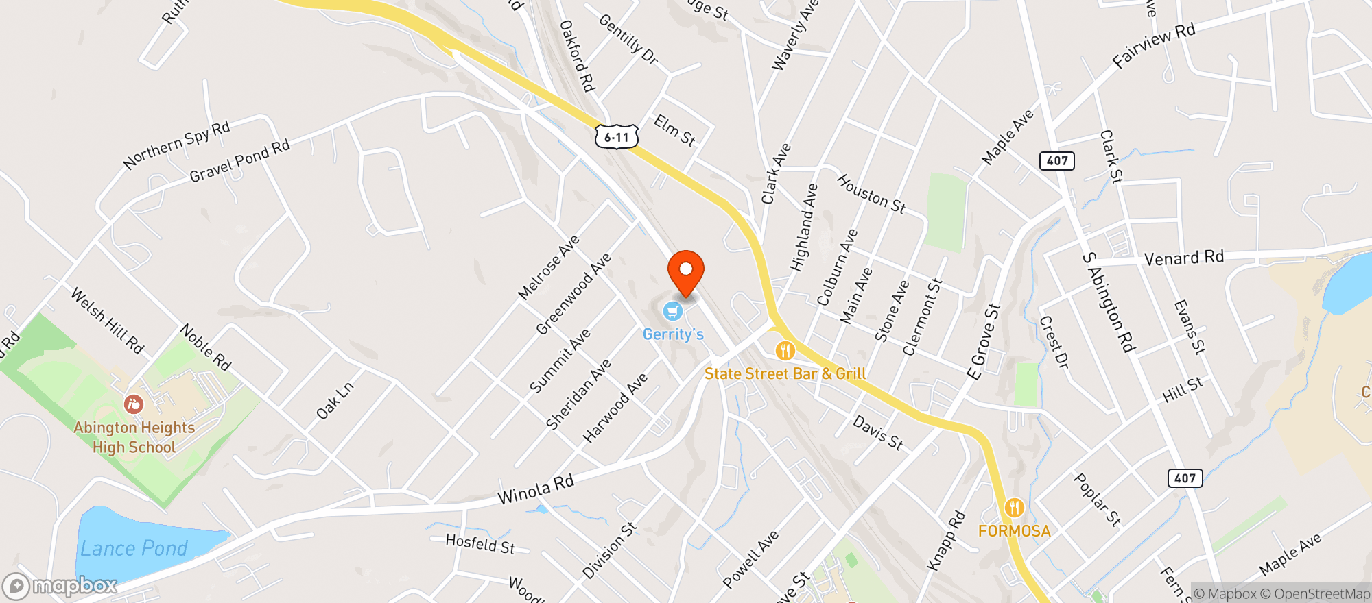 Map showing The Fresh Grocer #491
