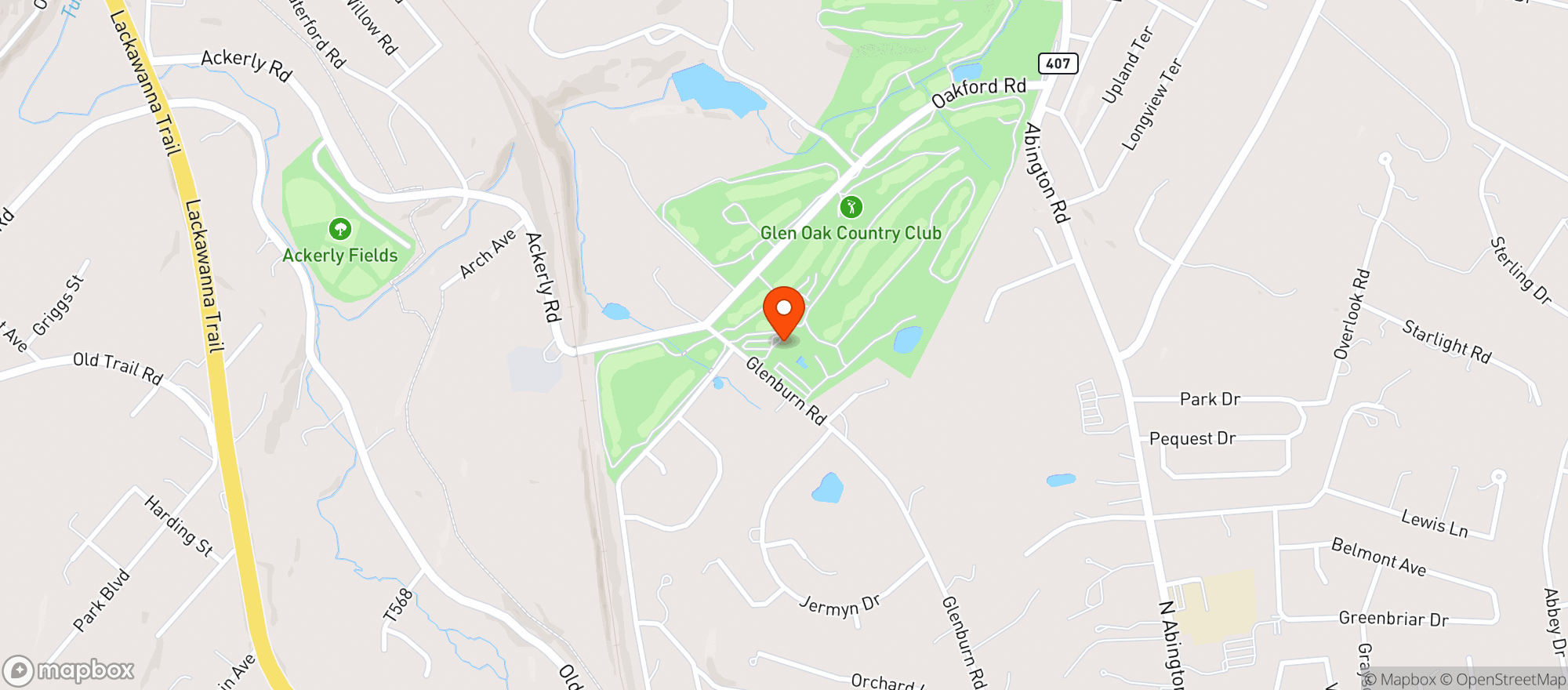 Map showing Glen Oak Country Club