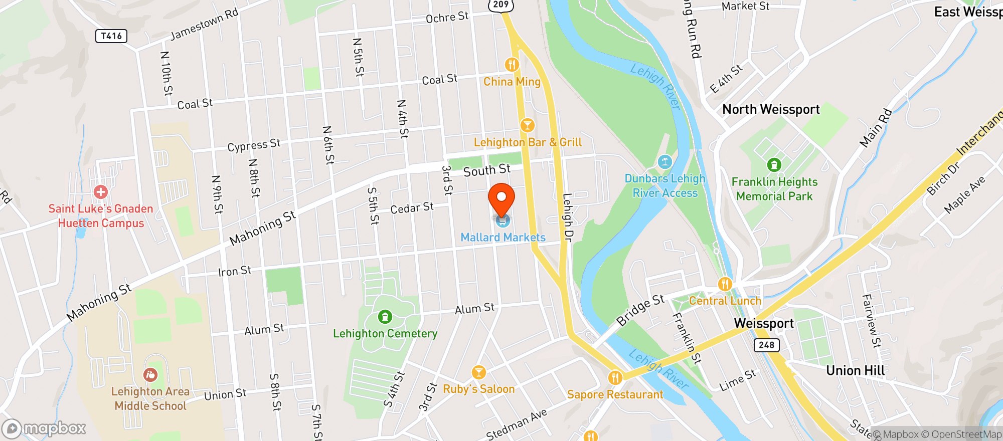 Map showing Mallard Markets Inc