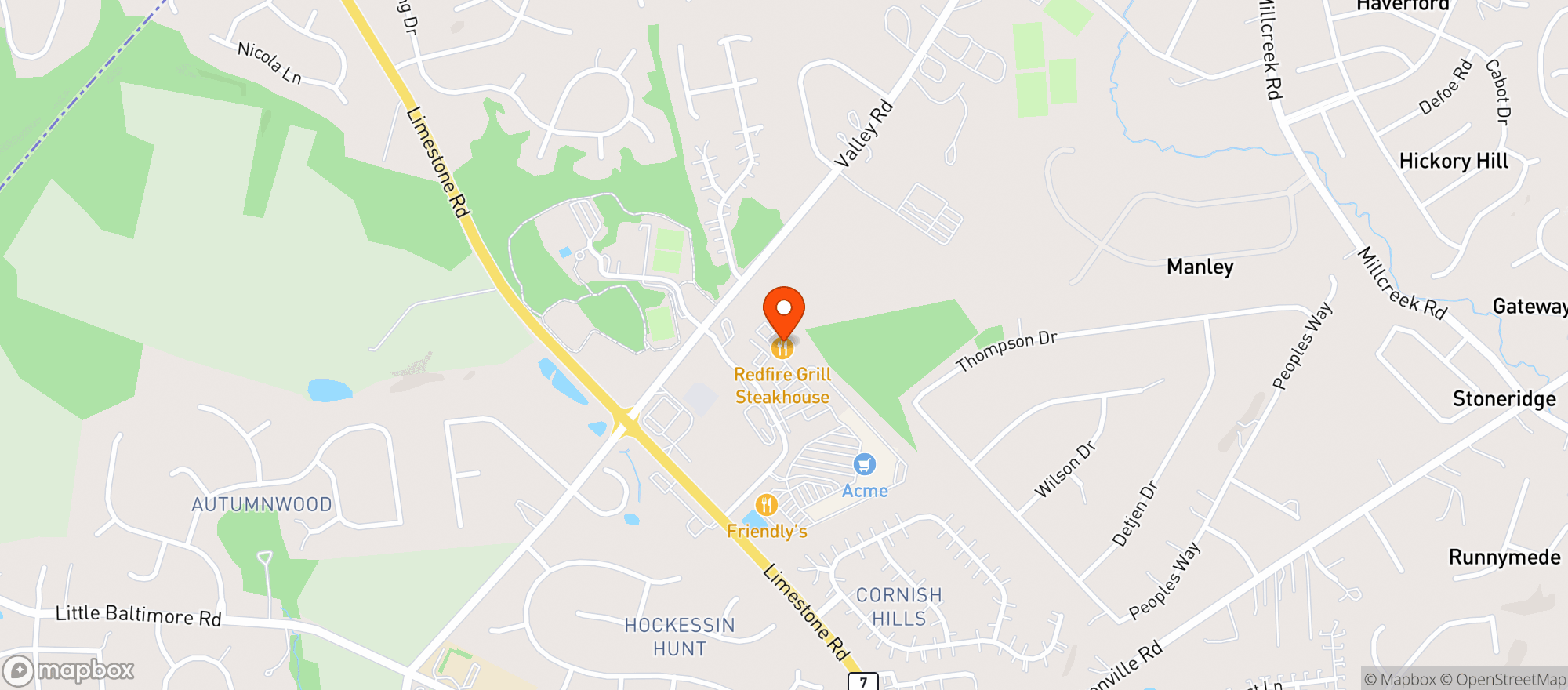 Map showing Redfire Grill & Steakhous