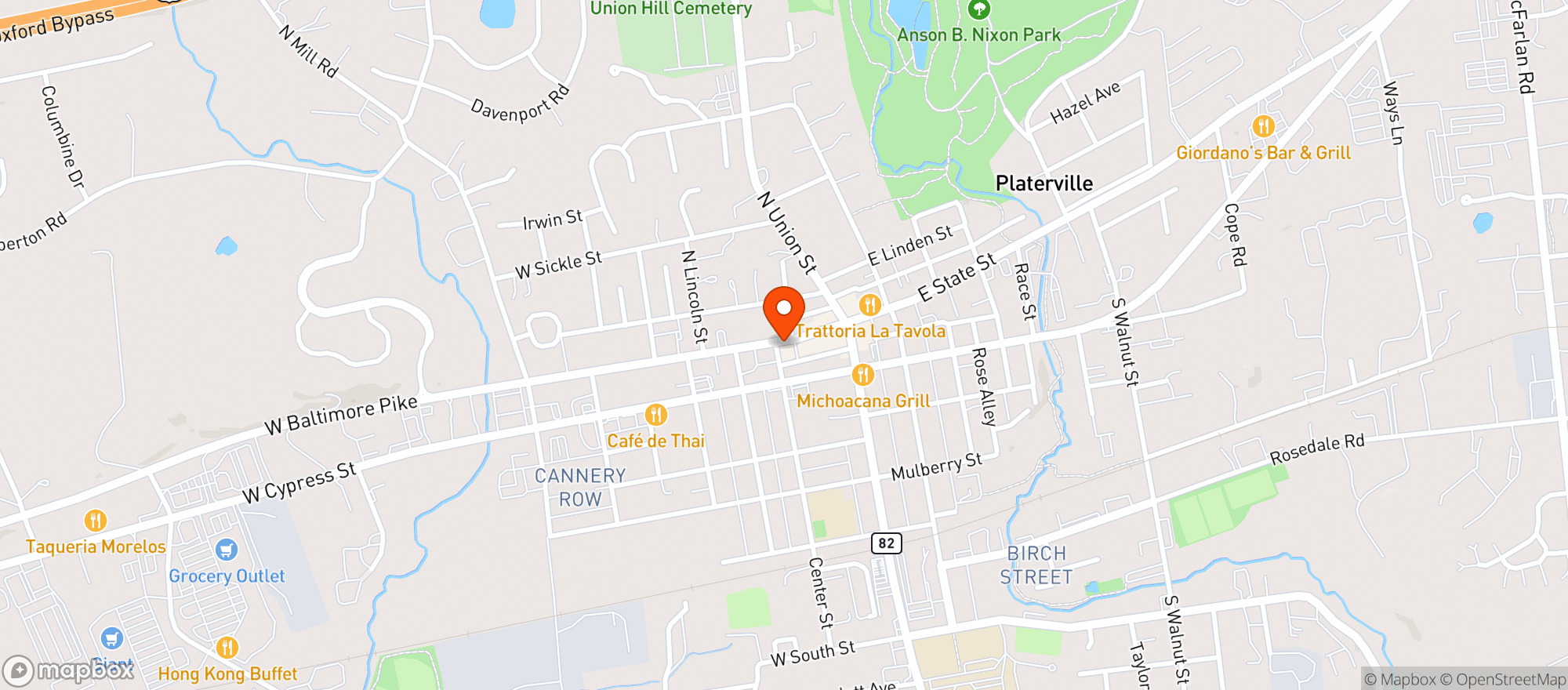 Map showing The Pub At Liberty Place