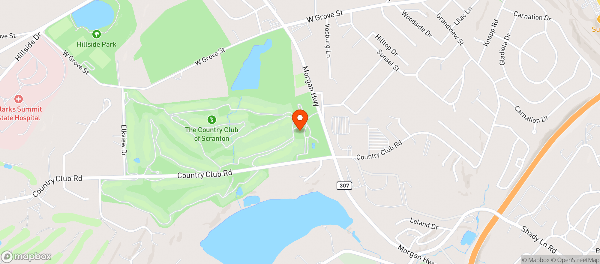 Map showing Country Club Of Scranton