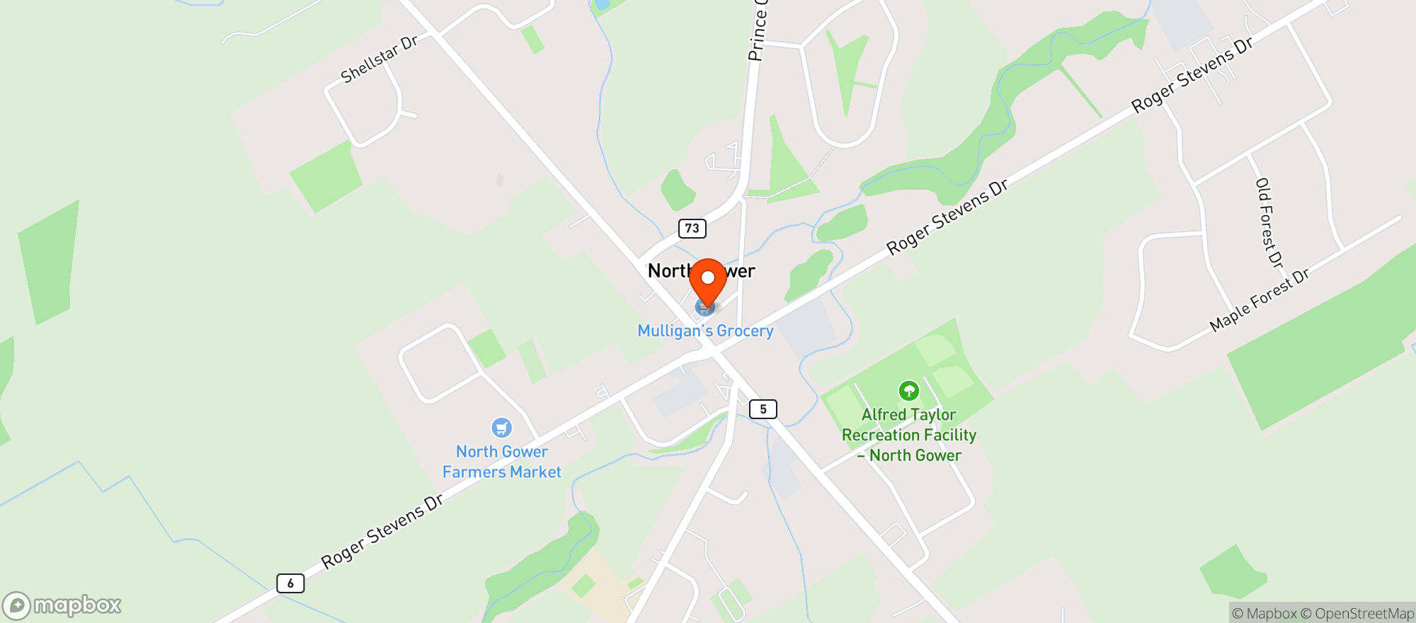Map showing Mulligan's Grocery