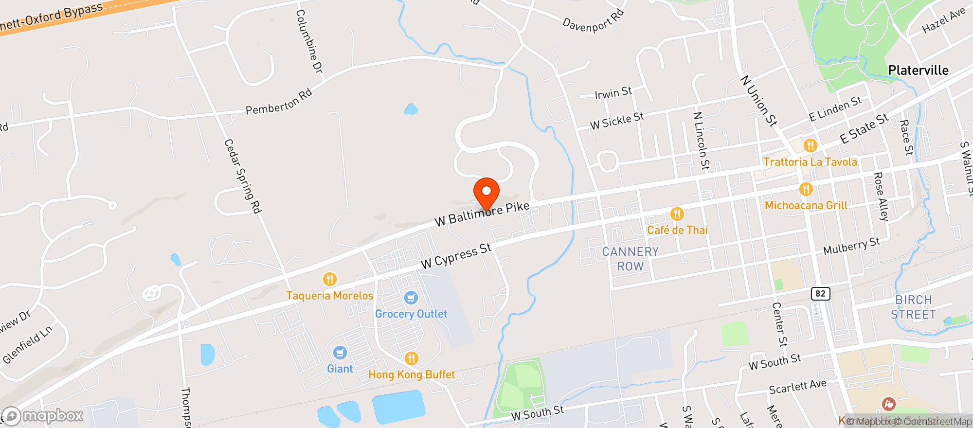 Map showing Kennett Beverage Co
