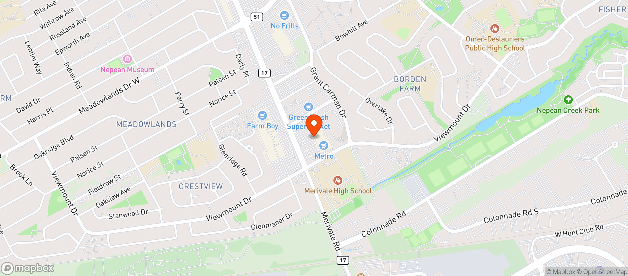 Map showing Metro Ontario