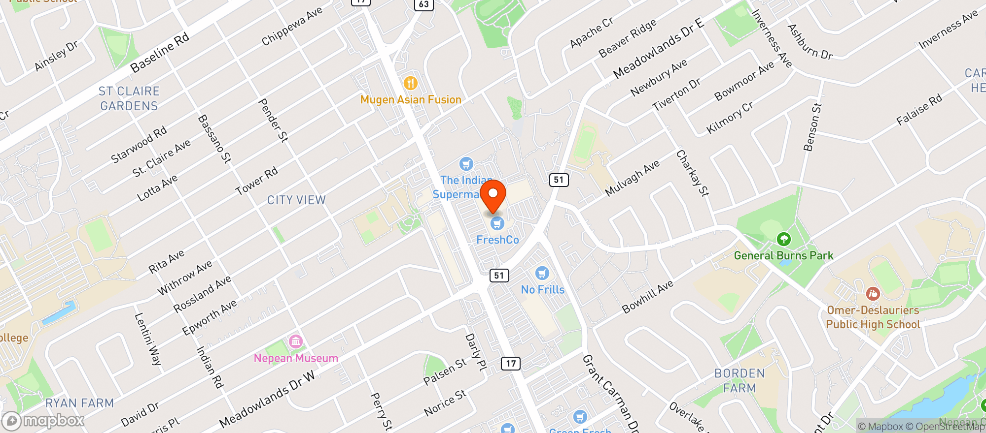 Map showing Staples