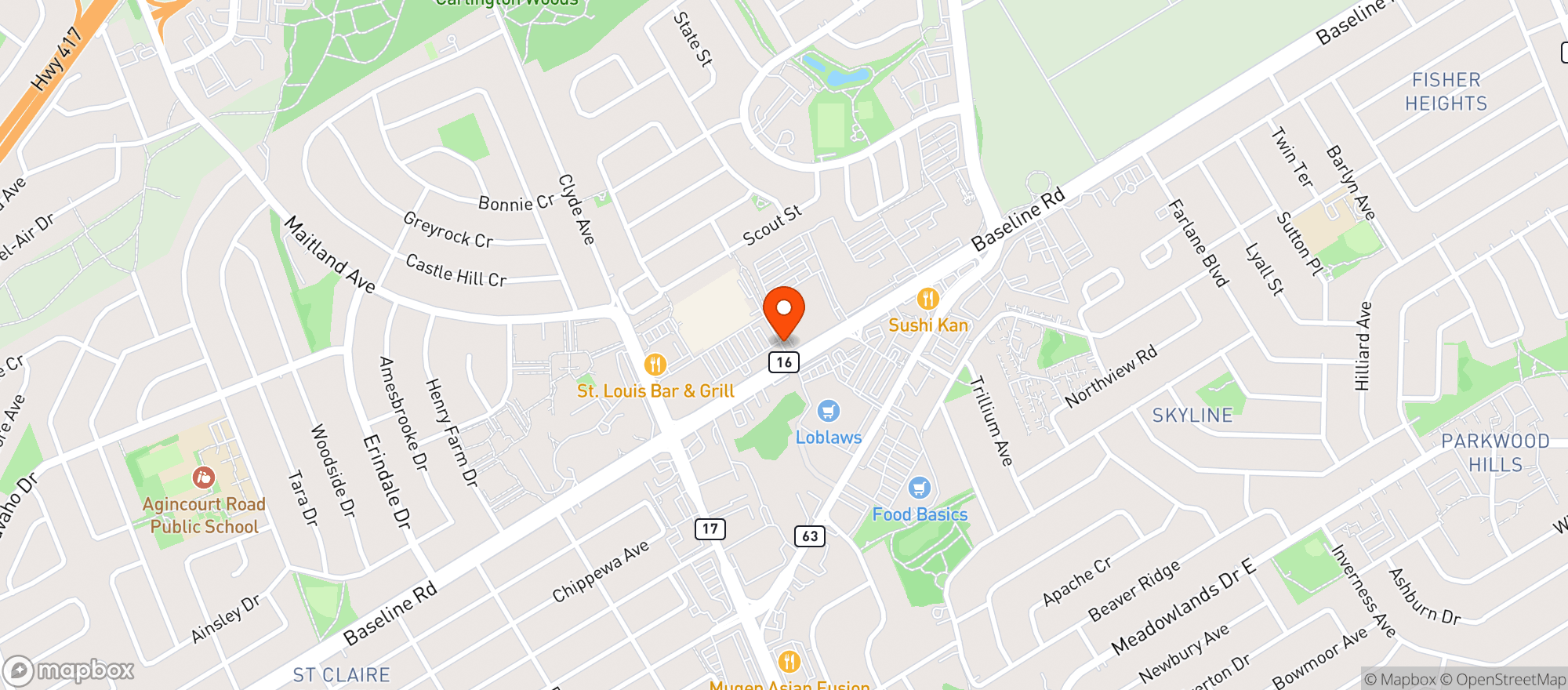 Map showing Walmart Ottawa Sw., On