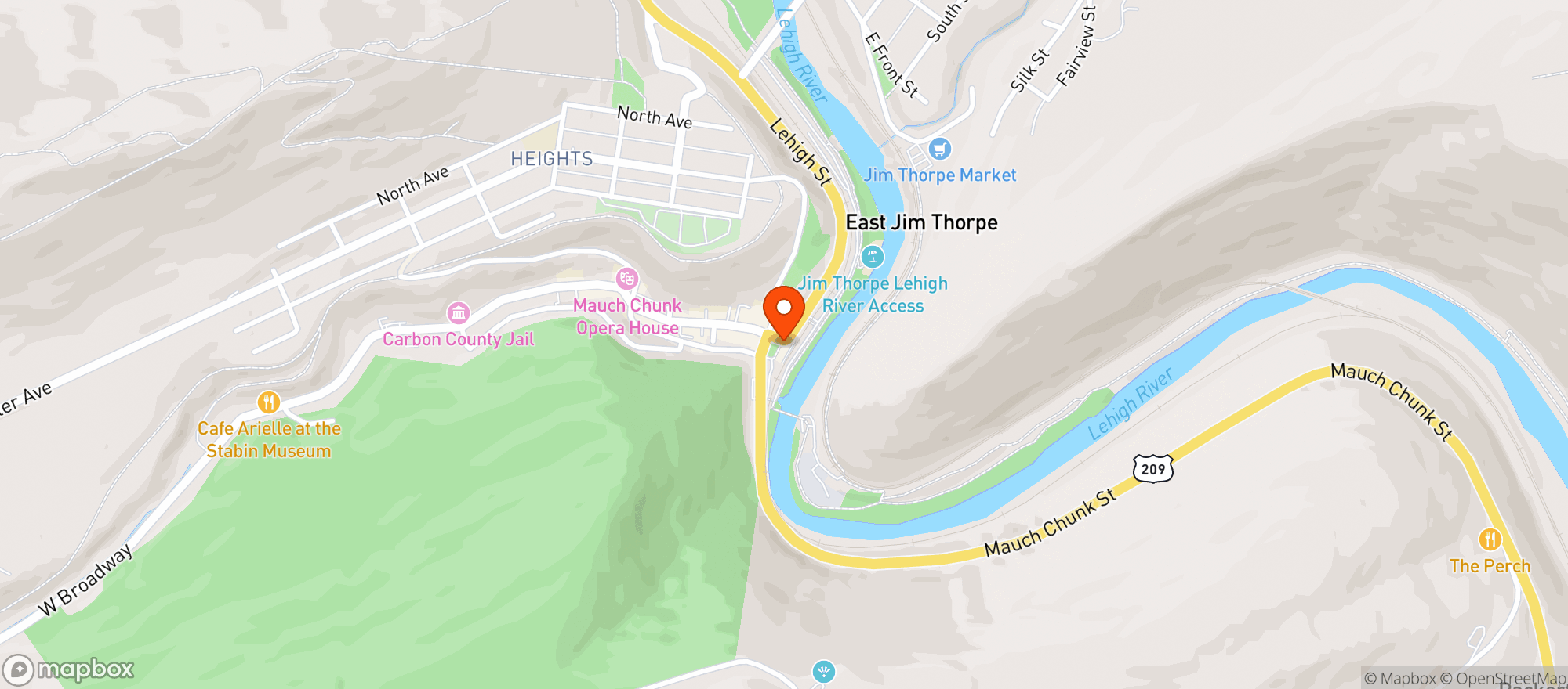 Map showing Lehigh Gorge Scenic Railway
