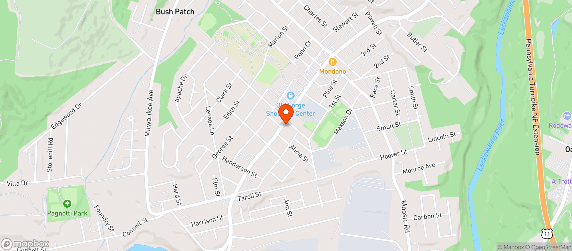 Map showing Revellos Cafe Pizza