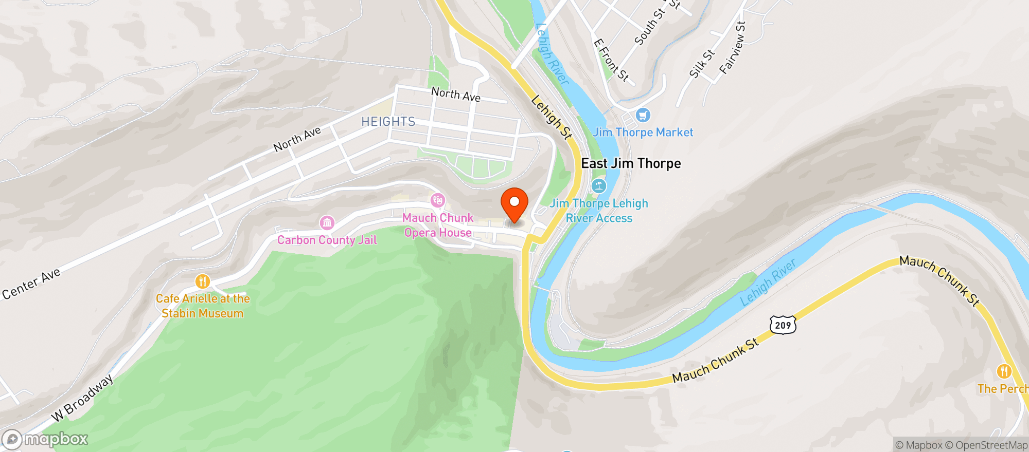 Map showing Broadway Grille And Pub