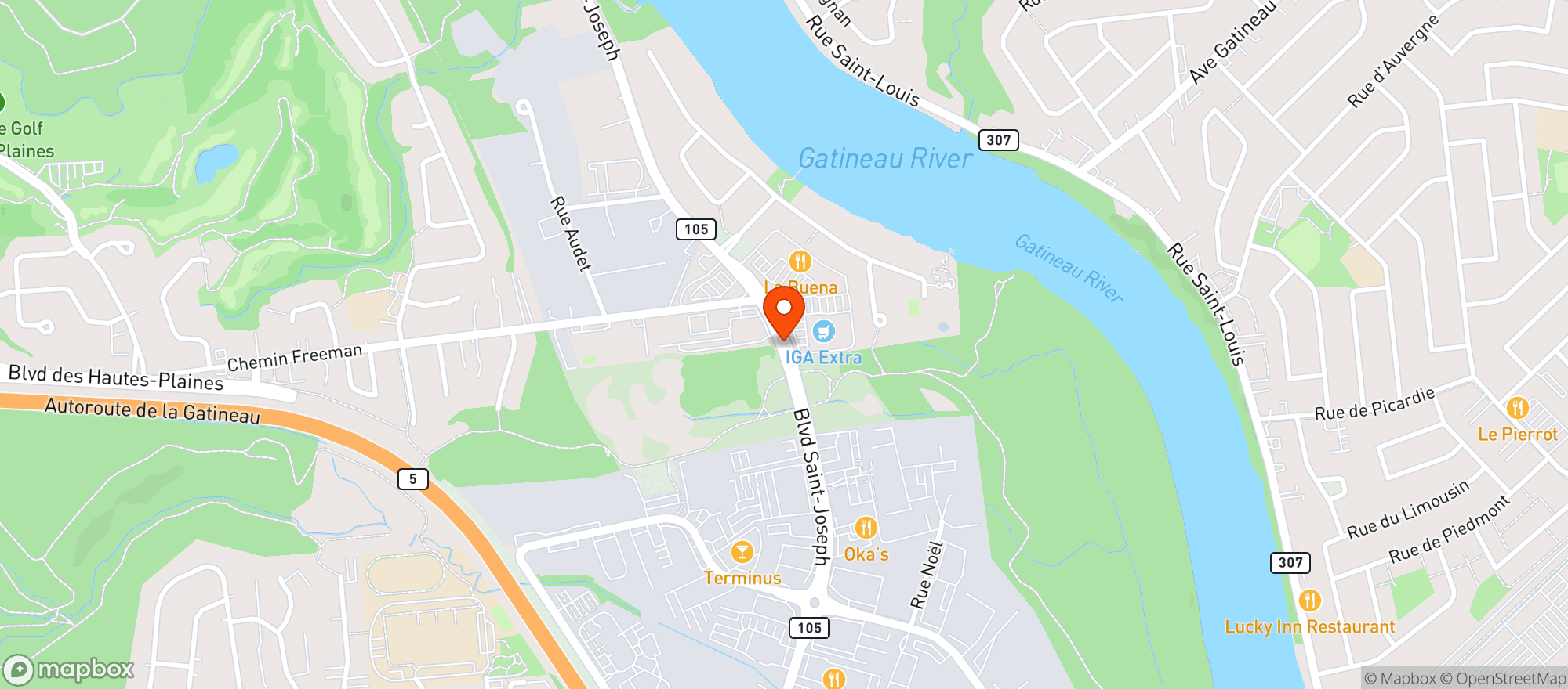 Map showing IGA EXTRA FAMILLE PLAMONDON