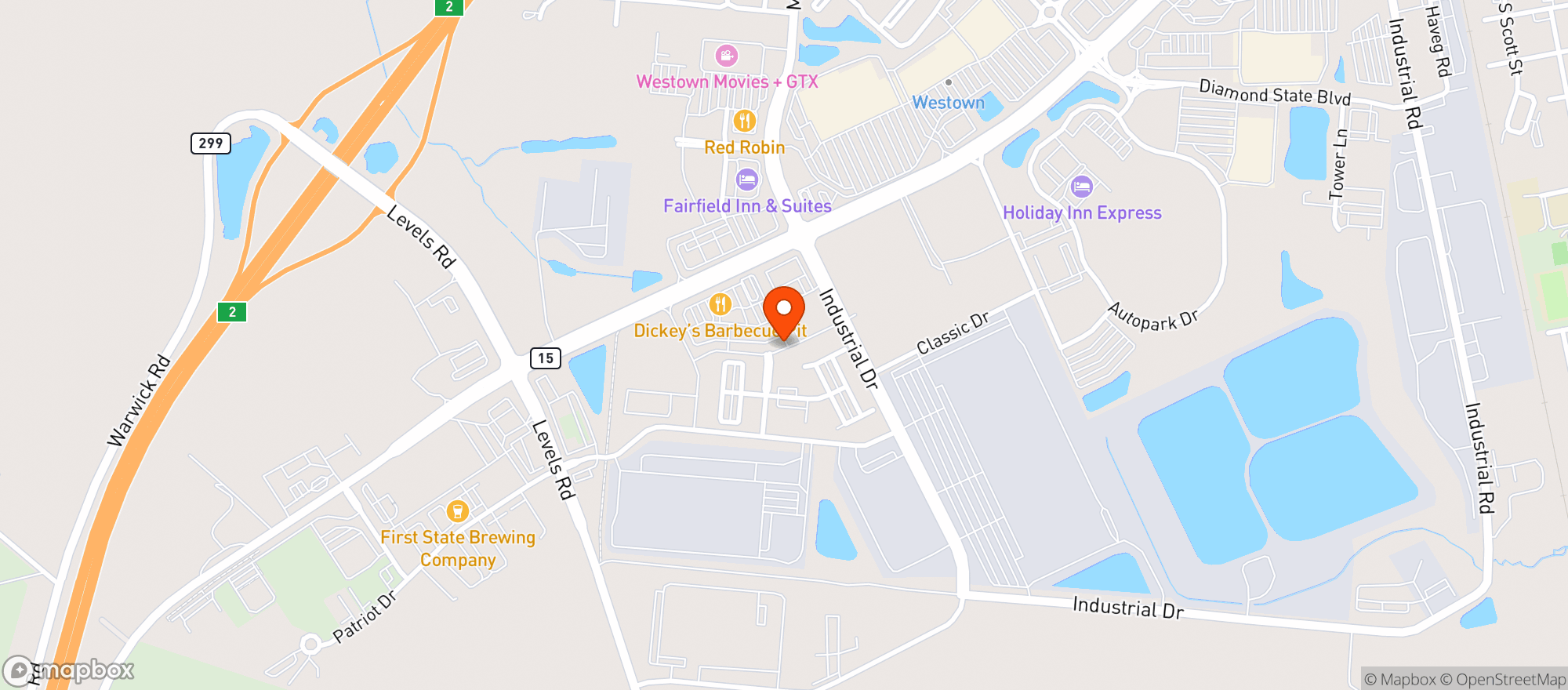 Map showing Two Stones Pub