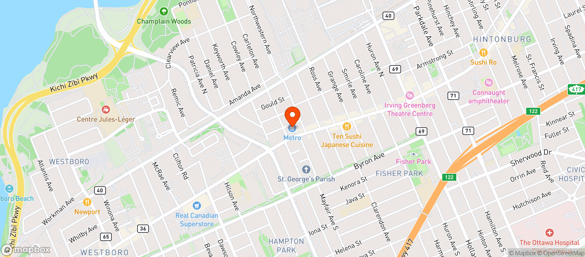 Map showing Metro 11255