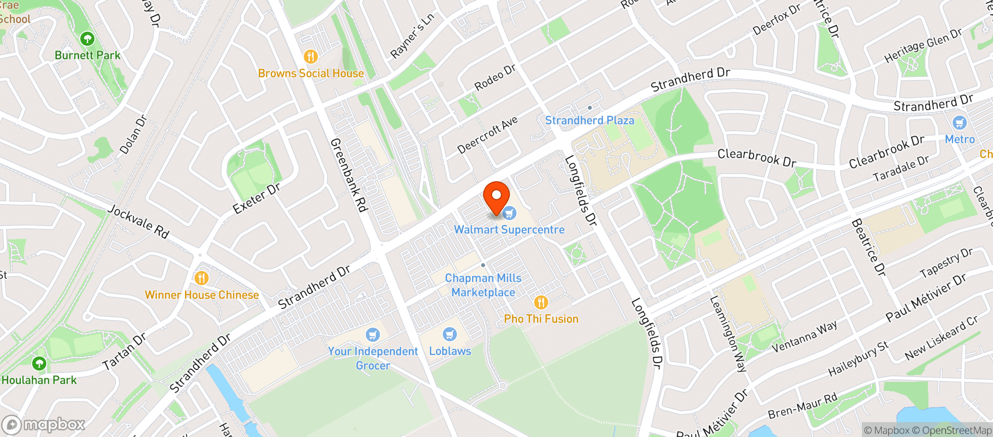 Map showing Walmart Barrhaven, Ont