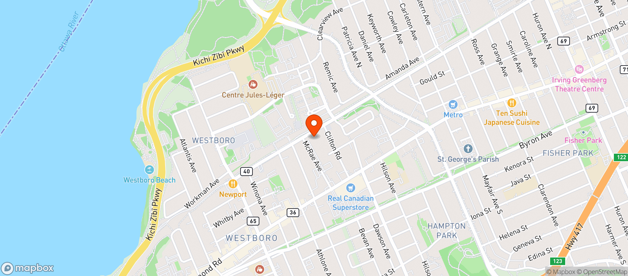 Map showing Natural Food Pantry - Westboro
