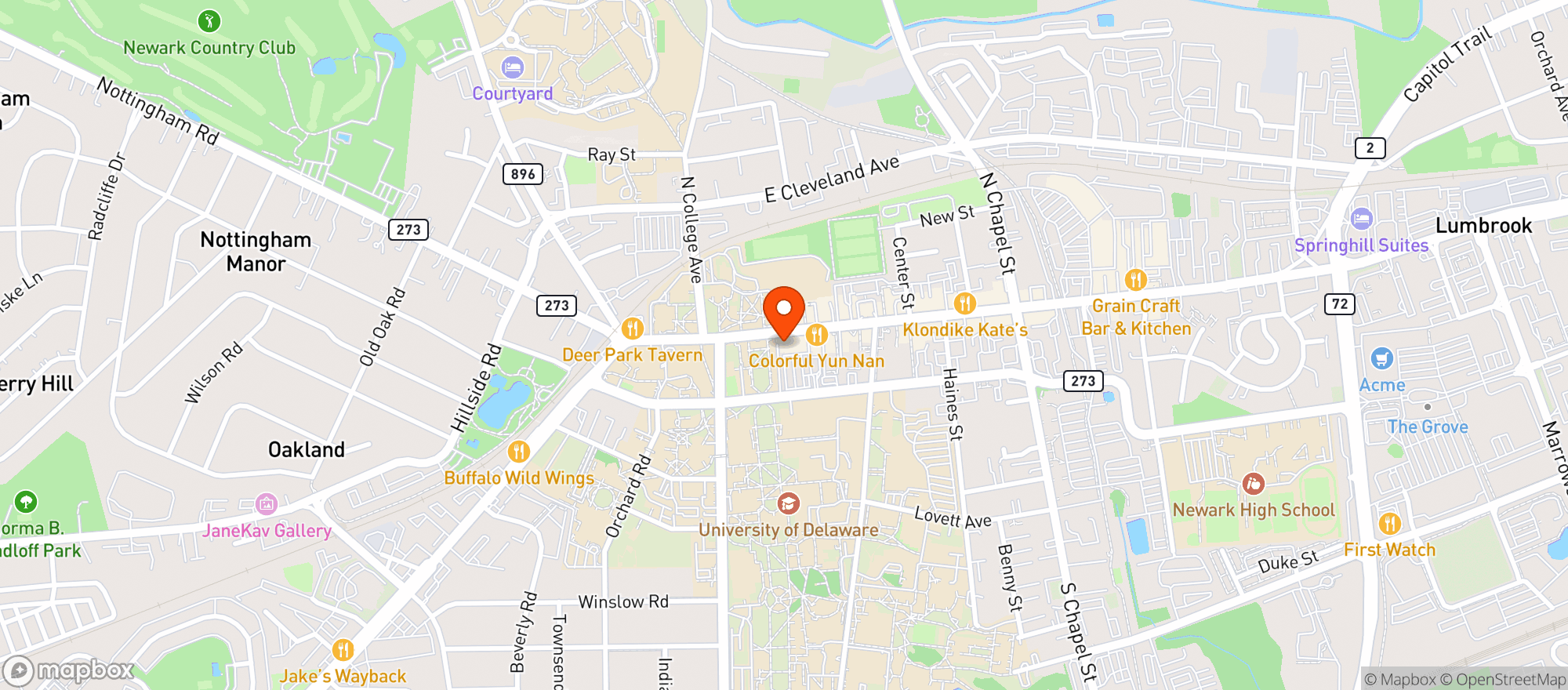 Map showing Grotto Pizza