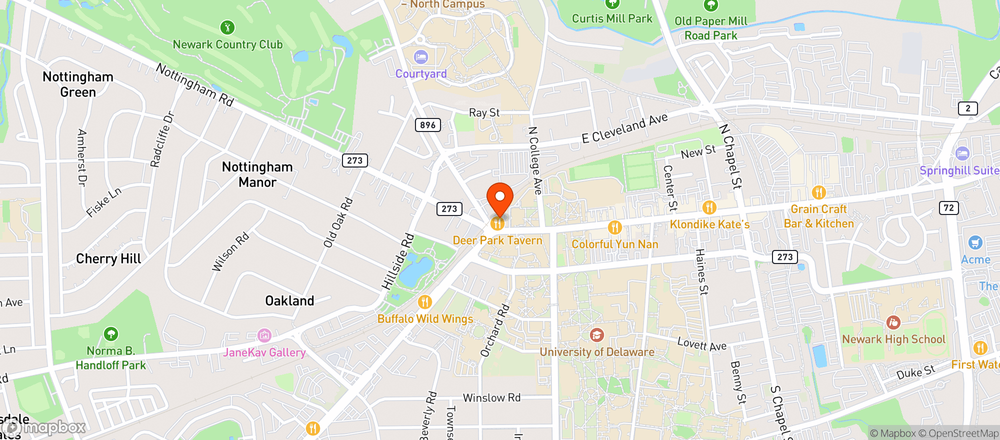Map showing Deer Park Tavern
