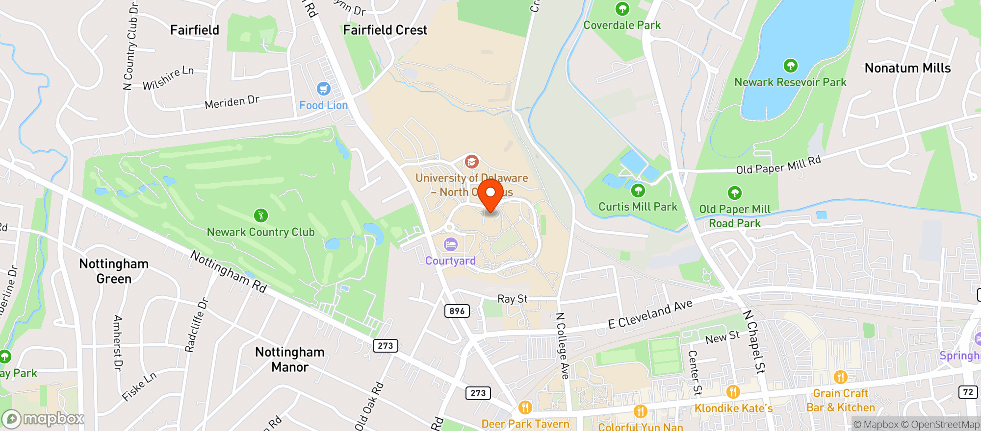 Map showing University Of Delaware N Campus