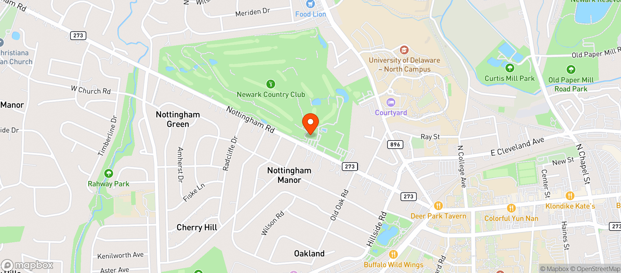 Map showing Newark Country Club