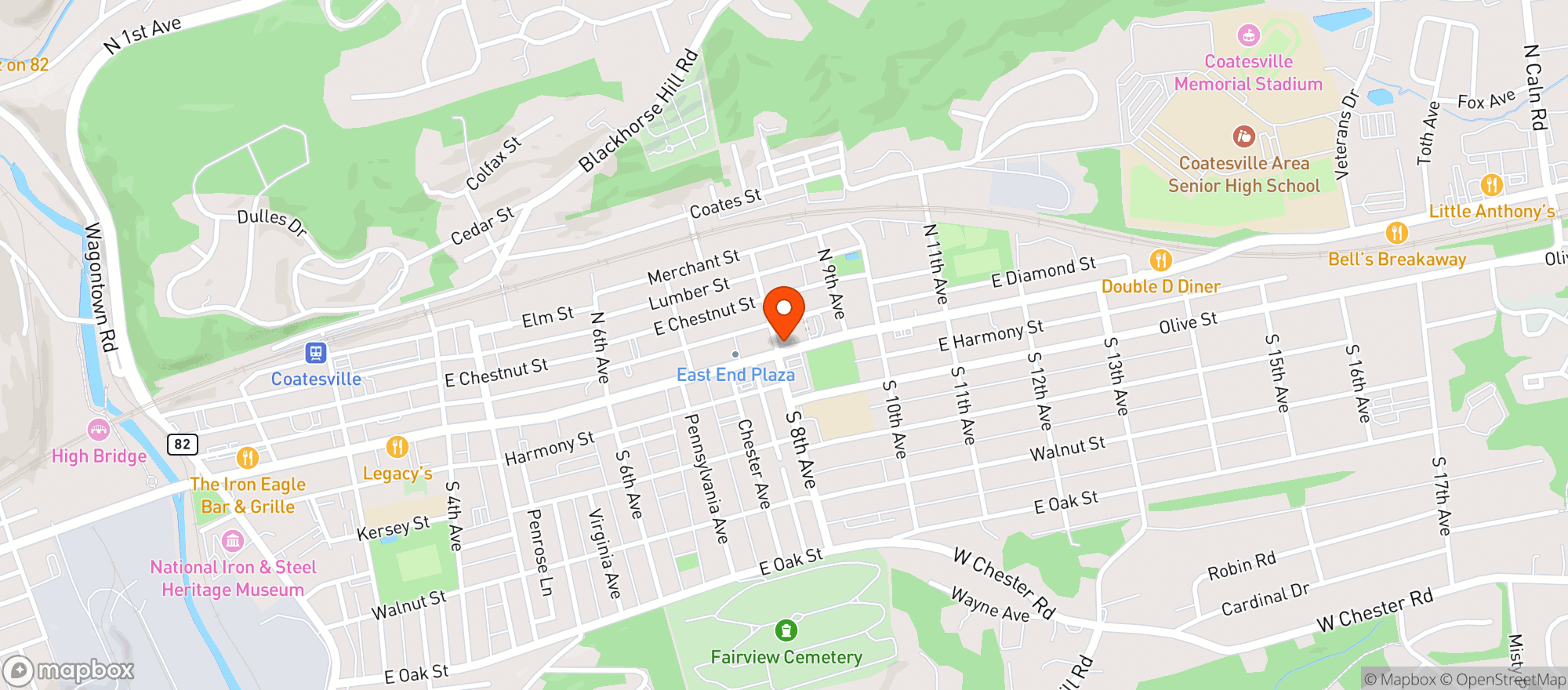 Map showing East Side Deli