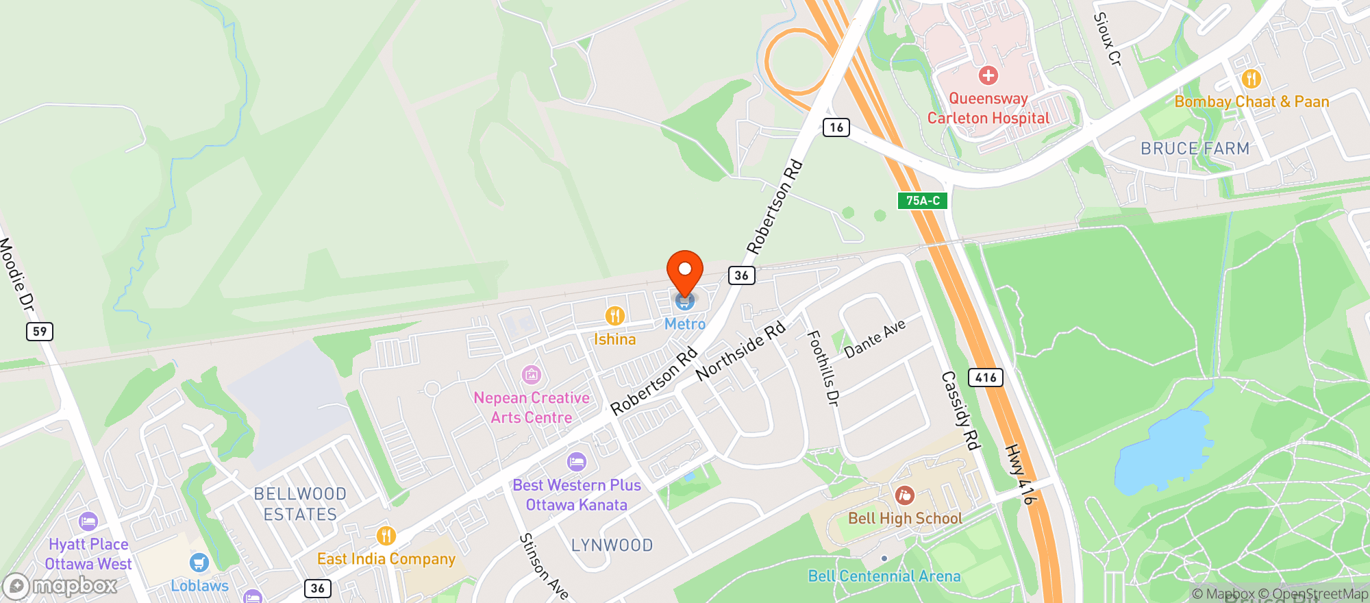 Map showing Metro 11267