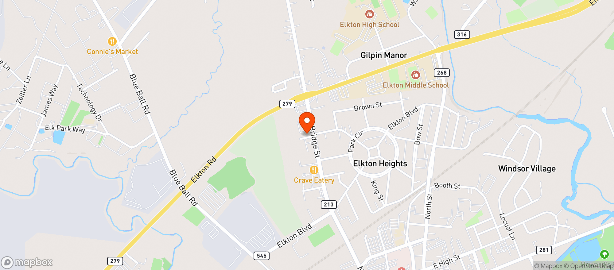 Map showing Bridge St Liquors