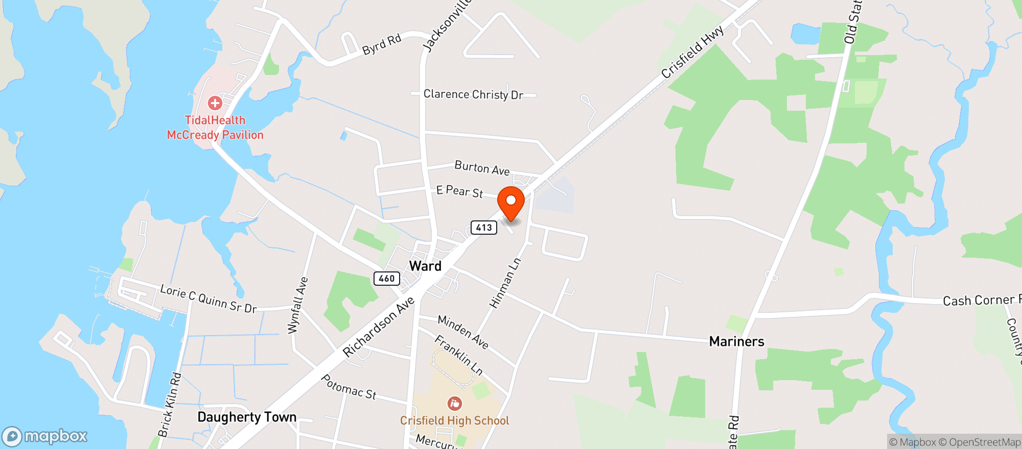 Map showing Brew-thru