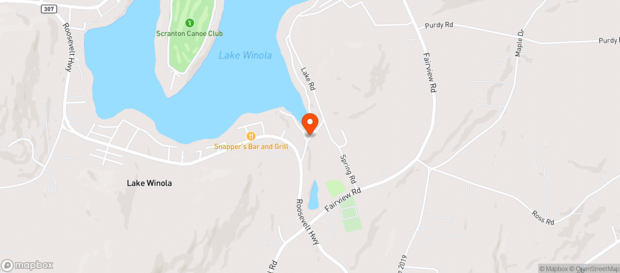 Map showing Lake Winola Beverage
