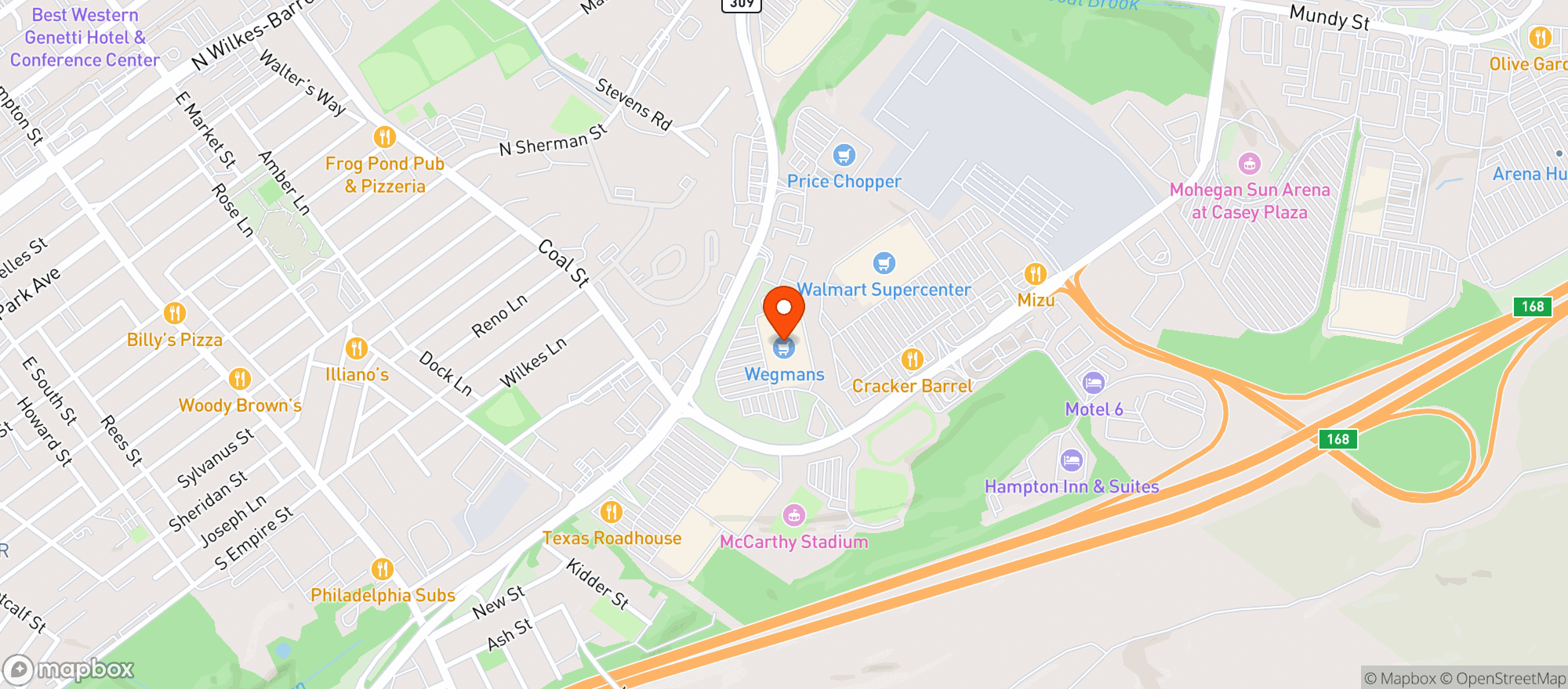 Map showing Wegmans (Wilkes-Barre) 77